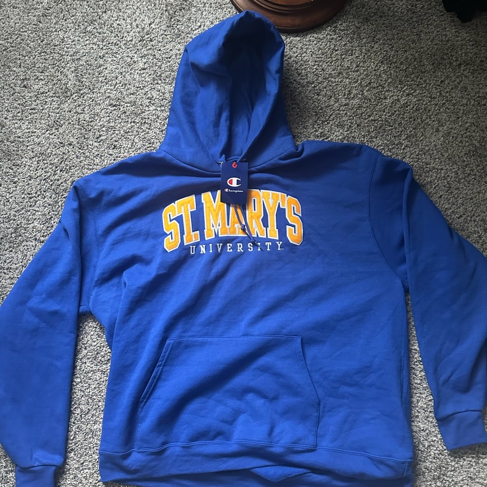 Mens Champion BLUE St. Marys University Replen Powerblend Hood size 2XL